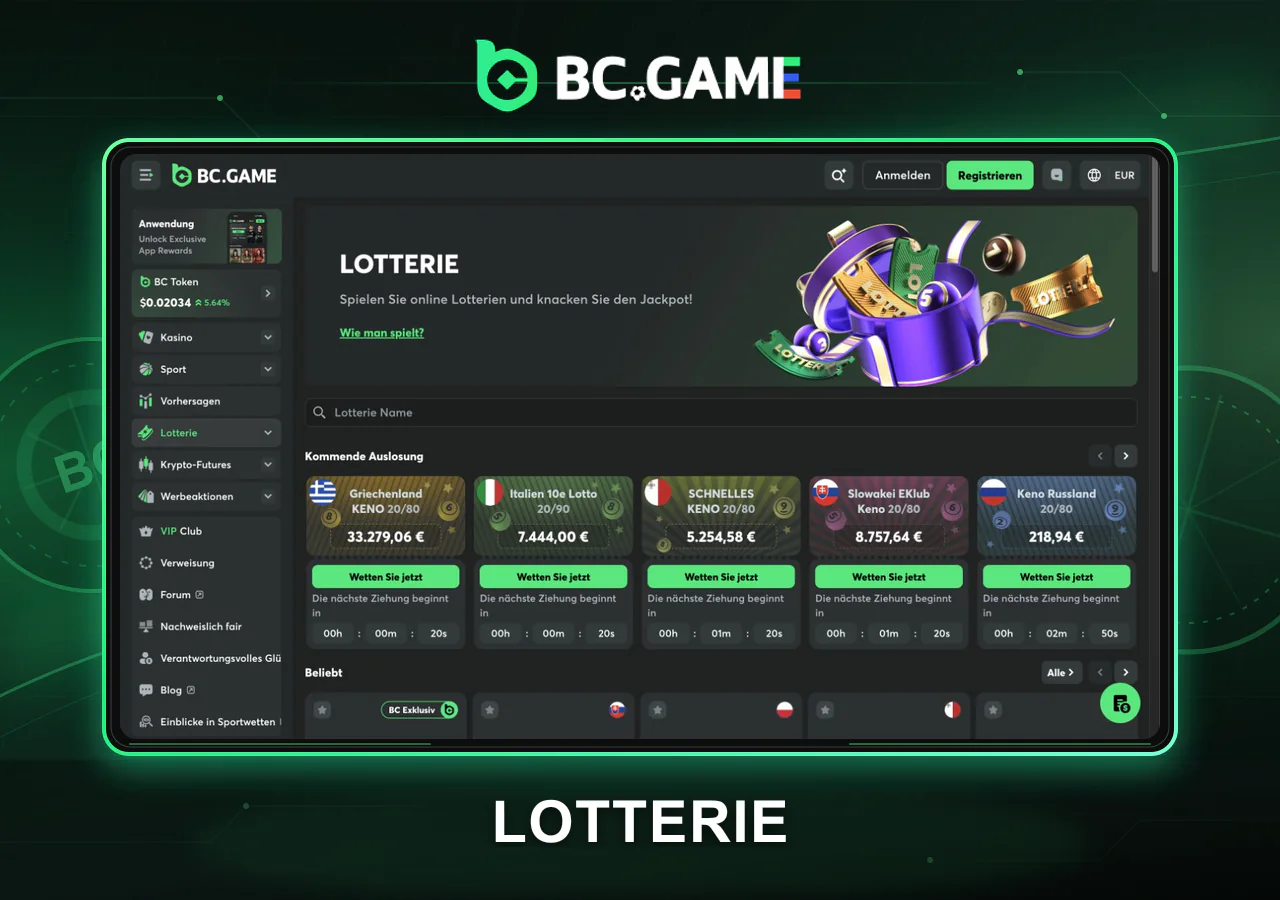 LOTTERIE, BC POKER UND KRYPTO-TRADING auf BC.Game
